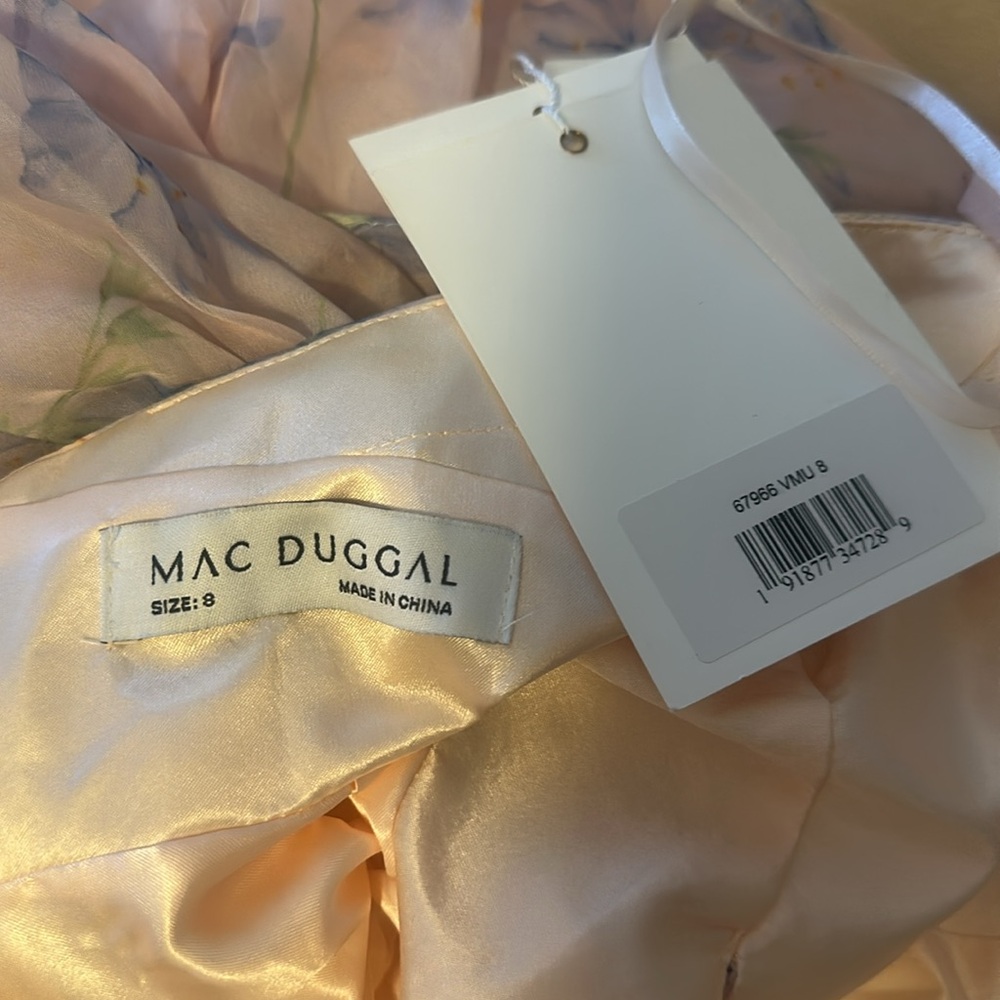 NWT Mac Duggal Floral Cutout Tiered Ruffle Chiffon Ball Gown Pink Sz 8 - Picture 10 of 10